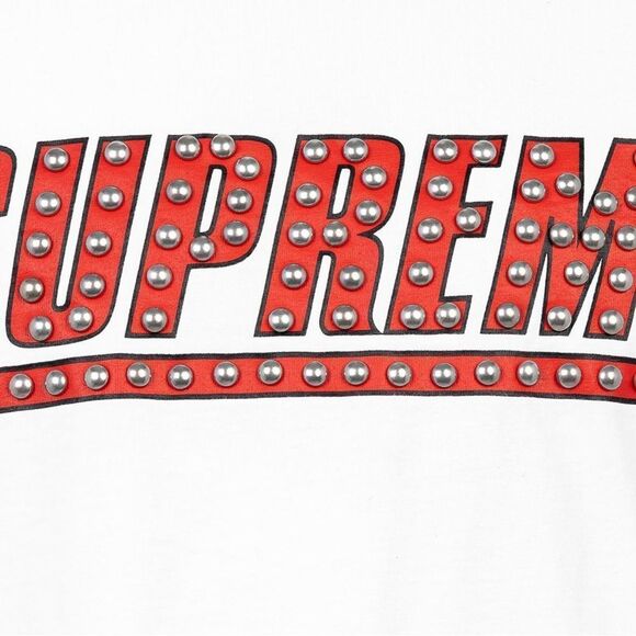 Supreme Studded L/S Top White, Red Logo, Silver Studs NWT Sealed SZ M SS20 - Picture 3 of 7